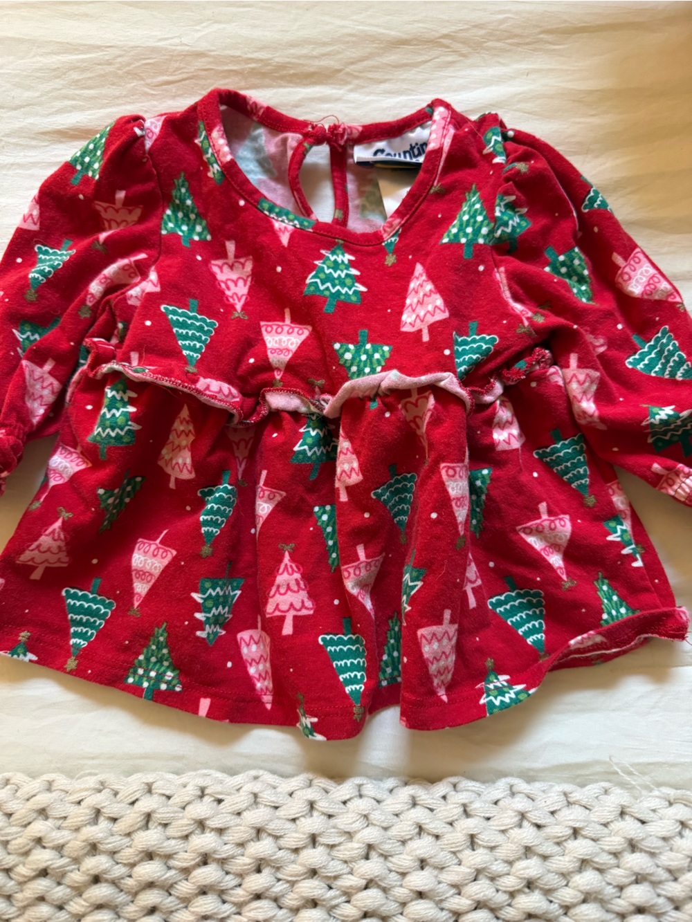 Girls Christmas Tree Print Long-sleeve Top Red Size 6-9m